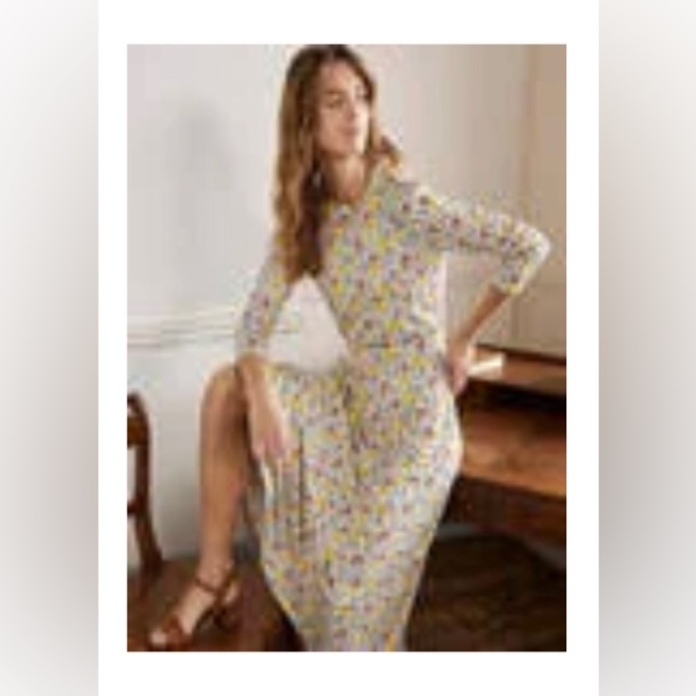 Boden Puff Sleeve Jersey MIDI Dress Size 10P